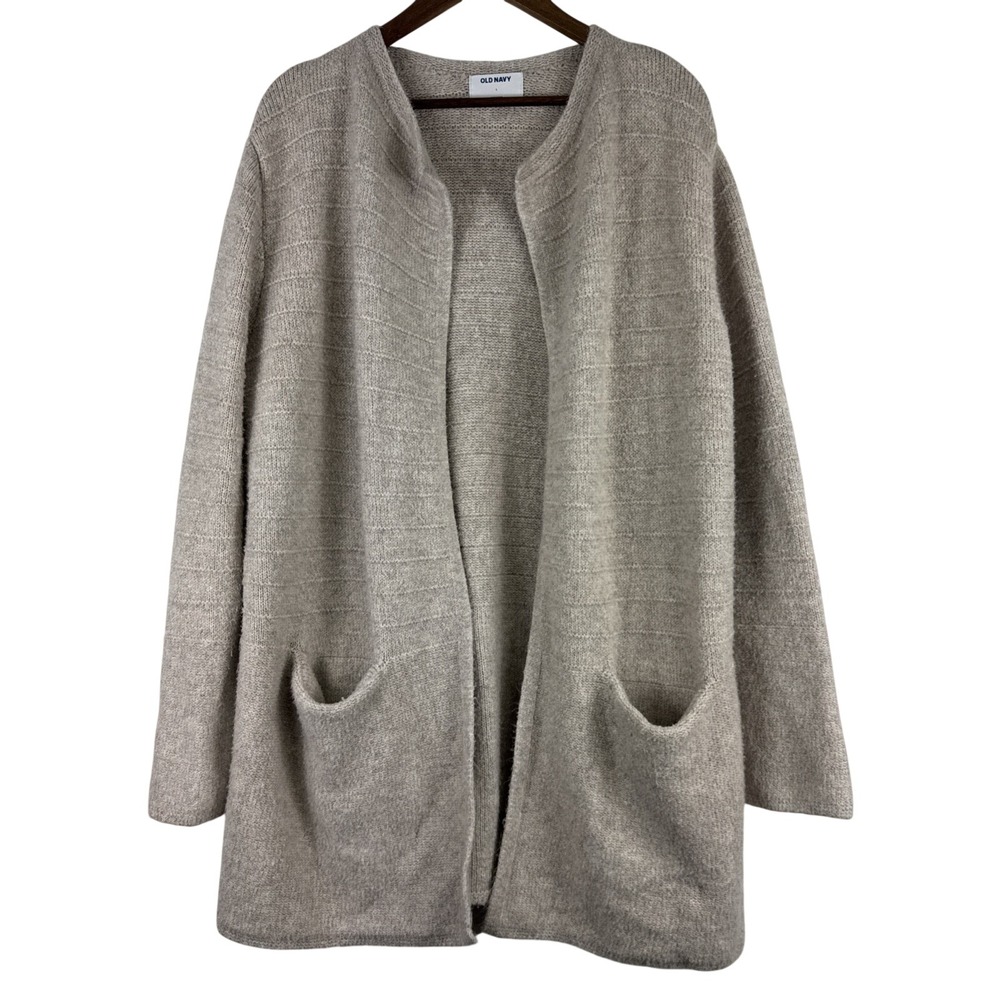 Old Navy Cardigan Women's‎ Large Gray Heather Acrylic Open Front Slouchy Pockets